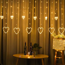 EU Plug Heart Shaped Curtain Light Fairy String Lights Christmas Garland Outdoor for Party Home Wedding New Year Decor 2024 - buy cheap