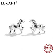 LEKANI-pendientes de plata de ley 925 con forma de poni para mujer, aretes pequeños minimalistas, a la moda, joyería de plata 2024 - compra barato
