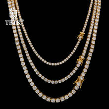 TBTK-Cadena de tenis de corte redondo de 3mm/ 4mm/ 5mm, joyería de oro, color plateado, estilo Simple, collar de lujo, regalos Unisex 2024 - compra barato