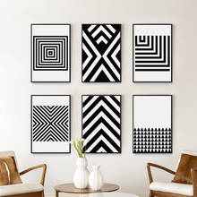 Preto e branco abstrato geométrico padrão pintura da arte em tela impressão cartaz imagem parede do escritório quarto moderno decoração para casa a2a3a4 2024 - compre barato