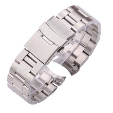 20mm 22mm Stainless Steel Watch Bracelet Silver Black Curved End Watchbands Women Men Metal Watch Strap 2024 - buy cheap