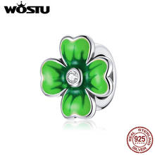 WOSTU-colgante de Plata de Ley 925 con forma de trébol de la suerte, colgante verde, compatible con Pulsera Original, joyería de regalo, CQC1749 2024 - compra barato