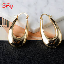 Sunny joyería-pendientes de aro de cobre para mujer, aretes huecos de gran estilo, alta calidad, regalos de fiesta de boda, moda 2021 2024 - compra barato