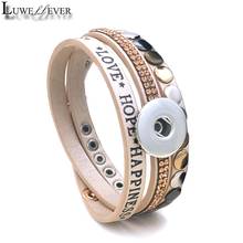 New Multi-turn Love Hope Bangle 139 PU Leather 18mm 12mm Snap Button Bracelet Interchangeable Charm Jewelry For Women Gift 2024 - buy cheap