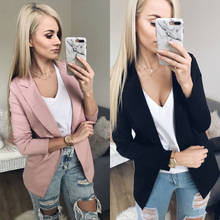 Fall Winter Solid Slim Fit Jackets Women Casual Blazer Front Open Cardigan V-neck Notched Coats Ladies Blazers 2024 - buy cheap