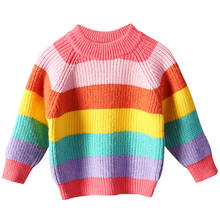 2-8years Toddler Girls Clothes Rainbow Sweaters o-neck Pullovers Casual knitted sweater children clothing 2024 - buy cheap