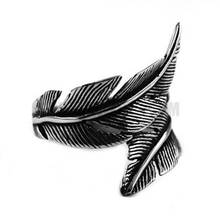 Vintage Feather Ring Stainless Steel Jewelry Fashion Eagle Wing Biker Mens Ring Gift SWR0463A 2024 - buy cheap