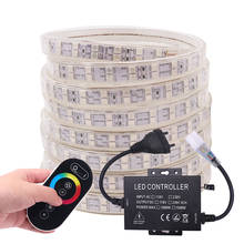 60LED/120LED LED Strip Light 220V RGB 5050 Touch Remote Control Waterproof LED Tape Lights Change Color RGB Home Decoration 2024 - buy cheap