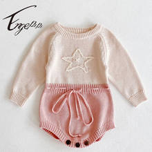 Engepapa Handmade Star Embroidery Knitting Long Sleeve Romper Spring Autumn Newborn Baby Girls Jumpsuit Baby Girls Clothes 2024 - buy cheap