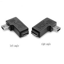 Great-Q 10 шт. 90 градусов левый/правый угловой мини USB штекер на MICRO USB гнездо адаптер синхронизации данных преобразователь 2024 - купить недорого