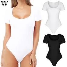 Womail Sexy bodysuit Women summer Slim Romper Summer Short Sleeve Bodycon Bodysuit White Minimalist short Jumpsuit Club Playsuit 2024 - buy cheap