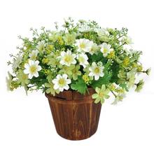 1 Bouquet 28 Heads Artificial Fake Daisy Flower Indoor Outdoor Hanging Planter Home Wedding Garden Cemetery Decor (White Green) 2024 - buy cheap