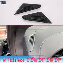Para Tesla modelo X 2016 2017 2018 2019 accesorios para coche fibra de carbono estilo salida de aire cubierta embellecedor biselado para salpicadero 2024 - compra barato