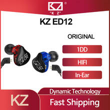 Kz ed12 com fio fones de ouvido 1dd dinâmico destacável cabo monitores áudio ruído isolado música alta fidelidade esportes com microfone 2024 - compre barato