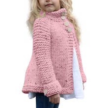 Пальто-свитер для маленьких девочек, однотонный вязаный плотный теплый кардиган на пуговицах, одежда для маленьких девочек, верхняя одежда, Camisola, Осень-зима 2019 2024 - купить недорого