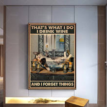 Póster de "That's What I Do I Drink Wine And I forgotten Things", cartel de humo de gato, decoración de pared, carteles para el hogar, regalos, impresiones artísticas de pared 2024 - compra barato
