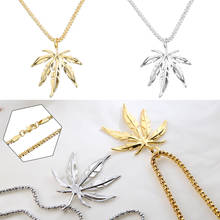 Fashion Gold Silver Color Hemp Leaf Necklace Men Women's Hip Hop Long Chain Trend Hemp Leaf Leaves Pendant Necklace Jewelry 2024 - buy cheap