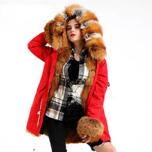 Maylofuer Real Red Fox Fur Parka with Detachable Rex Rabbit Fur Liner and Fur Cuffs Jacket Women Fashion Army Green Fur Parkas 2024 - buy cheap