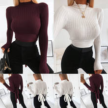 2020 New Women Long Sleeve Knit Sweater Shirts Turtleneck Pullover Slim Fit Tops Solid Fall Winter Sweaters 2024 - buy cheap