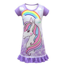Vestido de princesa infantil para meninas, pijama de festa para crianças pequenas com desenho, roupa de dormir de unicórnio 2024 - compre barato