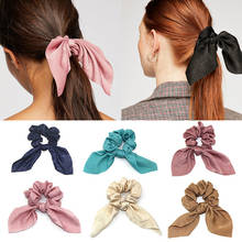 Bowknot Hair Band Elastic Rabbit Ears Knotted Solid Color Hair Scrunchie For Women New Fashion Chiffon Headwear Hair Accessories 2024 - buy cheap