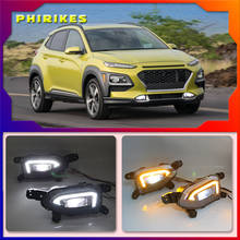 Luz LED de conducción diurna para coche Hyundai Kona 2019 2020, luz dinámica de giro amarillo, función de señalización, DRL, 12V, 2 uds. 2024 - compra barato