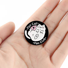 Fat Cat Club Enamel Pin Kitty Brooches Shirt Lapel Backpack Round Badge Custom Animal Jewelry Gift for Kids Cat Fans 2024 - buy cheap