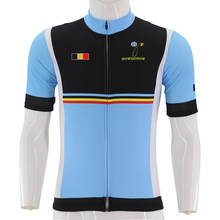 cycling Jersey men Belgium team map bike clothing blue black cool wear short tops maillot ropa ciclismo Anti-sweat Quick dry 2024 - buy cheap