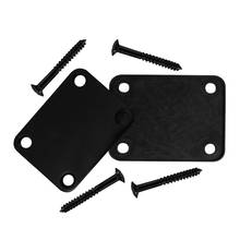 FLEOR Metal Black Electric Guitar Neck Plate Joint Board Plated w/ Rubber Mat Mounting Screws 2024 - buy cheap