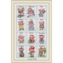 December piggy calendar patterns Counted Cross Stitch 11CT 14CT 18CT DIY Chinese Cross Stitch Kits Embroidery Needlework Sets 2024 - buy cheap