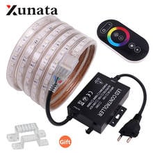 5050 RGB LED Strip 60LEDs/m Waterproof Flexible RGB LED Light Outdoor String Lamp With Touch or 24 Key Controller 220V EU 2024 - buy cheap