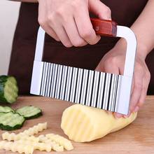 Potato Wavy Crinkle Chopping Knife Vegetable French Fry Cutter Wooden Handle Steel Blade Slicer Kitchen Cutting Tools Gadgets 2024 - buy cheap