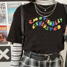 Женская футболка с разноцветным принтом, черная футболка унисекс, модные топы Tumblr на лето, уличная одежда 2024 - купить недорого