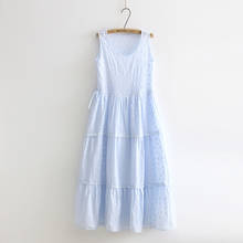 Lamjourney-vestido blanco sin mangas con bordado de Azul Fresco, ropa sin mangas para chica Mori, 2021 2024 - compra barato