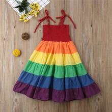 2-7 Years Baby Girl Rainbow Pageant Party Princess Dress Kid Sundress Toddler Colorful Clothes Tutu Dresses 2024 - buy cheap