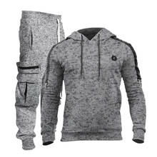 Autumn Winter men sets hooded Casual Hoodies+sweatpants men Splicing Fleece fashion jogging man tracksuits men's sports suit 2024 - buy cheap