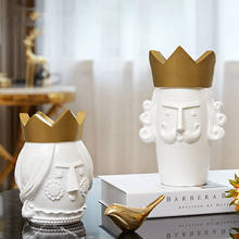 European Crown Resin Vase Character Statue Fake Flowers Ornaments Home Furnishing Crafts Decoration Coffee Desktop Figurines Art 2024 - buy cheap