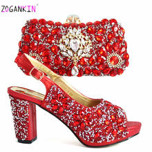 Último conjunto de sapatos e bolsas italianas, conjunto africano de cores vermelhas, bolsa nigeriana para festa de casamento real 2024 - compre barato