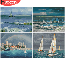 HUACAN Paint By Number Boat Hand Painted Painting Art Drawing On Canvas Gift DIY Pictures By Numbers Sea Kits Home Decoration 2024 - buy cheap