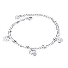 Tobillera de acero inoxidable para mujer, colgante de corazón redondo de Zirconia cúbica, cadena de cuentas, pulsera de tobillo, sandalias de pie de verano, regalo para niñas, joyería 2024 - compra barato