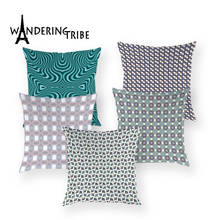 Kissen-funda de almohada Bohemia abstracta para el hogar, cubierta de cojín de lino con líneas rayadas, decoración geométrica para sofá y cama 2024 - compra barato