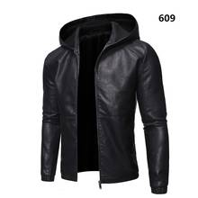 Hooded Plus Fleece Biker Leather Jacket Men Fur Coat Motorcycle PU Casual Slim Fit Male Slim Fit Outwear Size M-5XL ,GA538 2024 - buy cheap