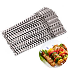 15pcs 30Pcs Reusable flat stainless steel barbecue skewers bbq Needle stick  For outdoor camping picnic tools cooking tools 2024 - buy cheap
