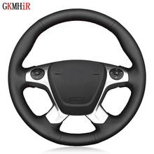 Soft Black Genuine Leather Car Steering Wheel Cover For Ford Transit Connect Tourneo Custom Grand Tourneo Connect 2014-2020 2024 - buy cheap