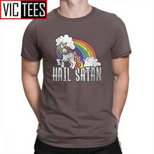 Men's Hail Satan Retro Rainbow Unicorn T Shirt Custom Tshirt Men Top Group 100% Cotton Crewneck Mens T-Shirt 2024 - buy cheap