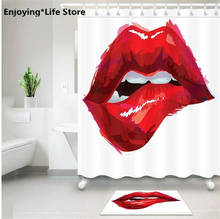 Sexy lábios vermelhos cortina de chuveiro conjunto cortina de chuveiro à prova dwaterproof água banheiro tapete de banho tecido tapetes 72x72 12 ganchos tapete de cortina de chuveiro 2024 - compre barato