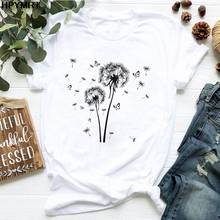2020 new Summer Wildflower Dandelion Bouquet Print Women Tshirt Casual white T-shirt Funny T Shirt Gift For Lady Young Girl Tops 2024 - buy cheap