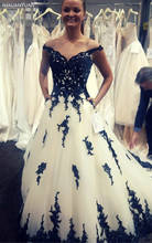 Vestido de noiva gótico, preto e branco, linha a, estilo vintage, com mangas que varre, pescoço joia, vestido de noiva tradicional feminino, 2021 2024 - compre barato
