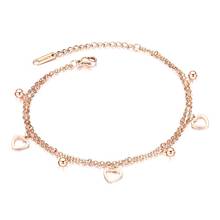 Fashion Double-layer Hollowed-out  Heart-shaped  Anklet  Stainless Steel Jewelry For Woman Gift Not Fade Drop Shipping 2024 - buy cheap