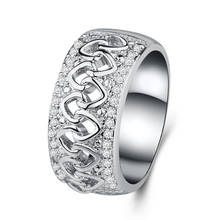 Anéis de casamento para noivas, luxo, vazado, coração, pedra de zircônia, qualidade, compromisso de noivado, joia feminina, presente 2024 - compre barato